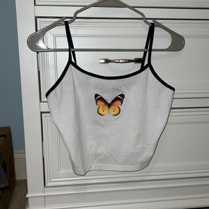 SHEIN cropped butterfly top